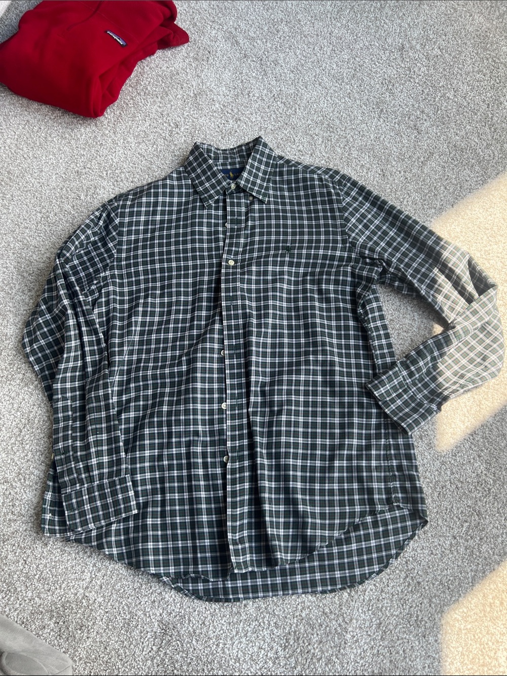 Ralph Lauren Green and White Plaid Button-Down Shirt